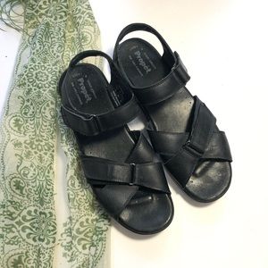 Propet Leather Sandals Comfort Walking Black Size 11 Narrow